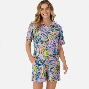 Cuddl Duds Sleep Short Sleeve & Shorts Set Terry Cloth- Bermuda Tropical Size XL